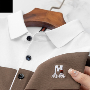 Camiseta Polo de Manga Corta de Alta Gama para Hombre, Cuello a Rayas, para Hombres de Mediana Edad - Product Image 5