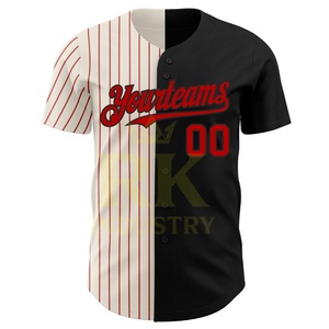 Camiseta de Béisbol Personalizable con Diseño de Logotipo, Negra, Blanca y Roja, Estilo Dividido, Transpirable, de Secado Rápido, Absorbe la Humedad, 100% Poliéster - Product Image 2