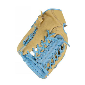 Gant de baseball isolé en cuir rouge, modèle H-Web, pour gaucher, pour outfield, avec motif tournesol brodé, à doigts complets, fermeture à enfiler - Product Image 3