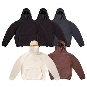 OEM Veste à capuche masquée surdimensionnée unisexe de haute qualité, sweat à capuche en polaire personnalisé, cagoule à capuche double pour hommes - Product Image 3
