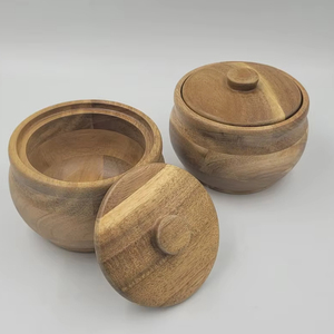 ชุดชามและช้อนไม้แกะสลักด้วยมือสำหรับอาหารเย็นเครื่องครัวงานสวนงานฝีมือสำหรับใช้ในบ้าน - Product Image 1