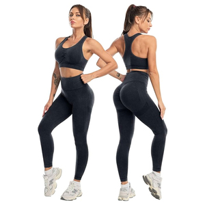 Ensemble de vêtements de sport pour femmes personnalisés, nouveau design, style uni, motif solide, leggings de fitness taille haute, ensembles de soutien-gorge en TISSU INTELLIGENT - Product Image 6