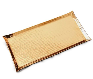 Plateau de service en cuivre fait main plateau décoratif vintage rectangulaire simple finition naturelle conception martelée à la main polonaise pour la cuisine - Product Image 5