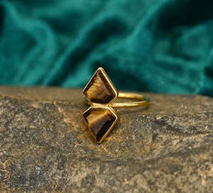 Natural <b>Tiger</b> <b>Eye</b> Gemstone Finger <b>Ring</b> 10x14mm S925 Vermeil Silver Wedding Party <b>Ring</b> Eternity Band Fine Jewelry Wedding Gift - Product Image 1