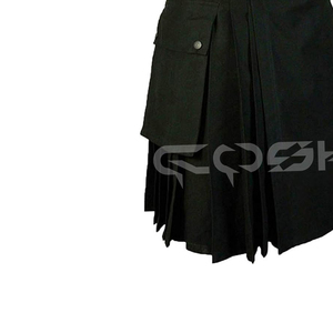 Tartan Écossais pour Hommes Kilt Plus Size Vintage Pocket Casual Scotland Men Skirts Classic Style Black Wool Acrylic With Leather Strap - Product Image 3