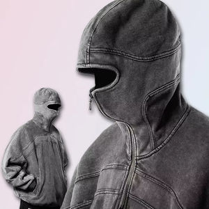 เสื้อสเวตเตอร์มีฮู้ดคลุมหน้าลายกราฟิกหมวกคลุมศีรษะสำหรับผู้ชายดีไซน์ไม่เหมือนใครน้ำหนักผ้า400กรัมบริการ OEM ตามสั่ง - Product Image 2