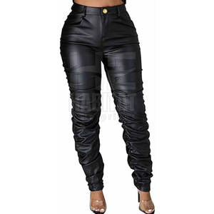 Pantalones de cuero transpirables para mujer, de alta calidad, duraderos, de cuero suave, diseño elegante para uso casual. - Product Image 2