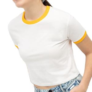 Camisetas Cortas de Verano para Mujer, de Algodón, Tejido Personalizado, al por Mayor, Estilo Urbano Holgado, Color Personalizado, Casual - Product Image 3