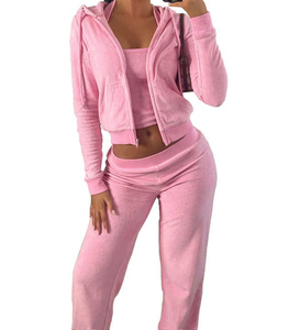Conjunto de dos piezas a juego de chándal de mezcla de algodón suave para gimnasio de mujer cómodo hecho a medida OEM - Product Image 3