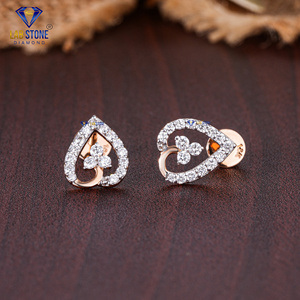 Pendiente de oro rosa con diamantes de corte redondo TDW 0,43 de Labstone/Color DE LA EF-VS - Product Image 2