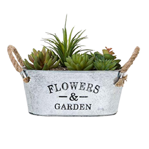 Maceta de color rojo de Diseño Estándar Maceta de metal de tamaño y forma personalizada con asas de cuerda de Home Arts - Product Image 4