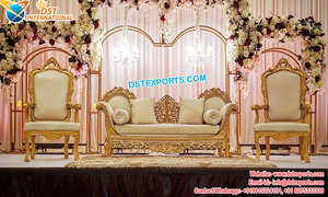 Sofá de boda de estilo italiano para pareja, conjunto de sofá de boda blanco plateado de diseñador, sofá de boda de aspecto moderno para novia y novio - Product Image 3