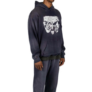 Venta al por mayor 100% algodón hombres peso pesado Regular Fit Hoodie francés polar Streetwear pulóver Vintage ácido lavado estampado bordado - Product Image 1