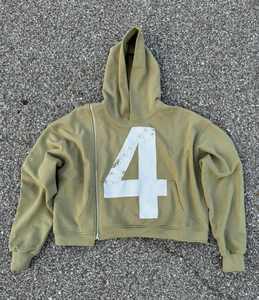 Sudadera con capucha estampada personalizada ropa de calle de algodón cremallera lateral Sudadera con capucha vintage cremallera serigrafía Sudadera con capucha 500gsm hombres - Product Image 3