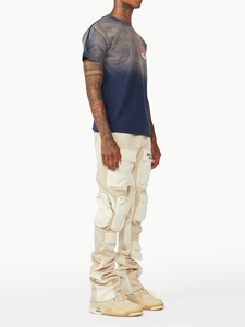 กางเกงคาร์โก้สำหรับผู้ชายกางเกงขาบานขายาวผ้าพลุแบบซ้อนกันสำหรับผู้ชายกางเกงคาร์โก้แบบปรับแต่งโลโก้ได้ - Product Image 4