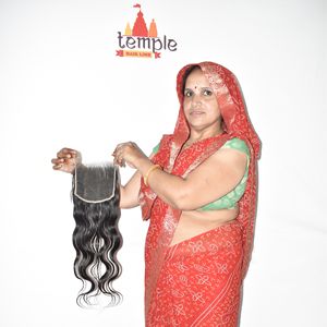 Extensions de cheveux humains bruts en gros pour femmes, cheveux indiens 100% naturels, alignés sur les cuticules, 6*6 HD Closure, traitement noir, vague profonde - Product Image 1