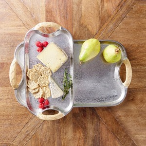 Mesa de comedor contemporánea, diseño costero de lujo, bandeja decorativa de aluminio moderna para servir aperitivos, bebidas, ideal para exhibir - Product Image 2