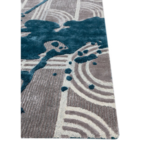 Alfombra de Lana y Viscosa Azul Adrift, Tejida a Mano, Estilo Clásico Tra-15045 (Cs-01), Rectangular, Abstracta, 10 mm, para Sala de Estar o Pasillo - Product Image 4