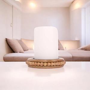 Porte-bougie rond en bois artistique avec motif de perles pour la décoration de la maison, l'affichage sur l'étagère, la table à manger, l'accent de la chambre à coucher, en provenance d'Inde - Product Image 5