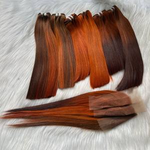 วิกผมต่อผมตรงแบบชาวเวียดนามทำจากกระดูก SDD สีส้มเฉดสีธรรมชาติ - Product Image 1