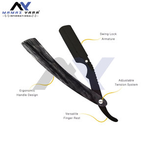 Maquinilla de afeitar clásica de acero inoxidable de borde recto para salón profesional para afeitado y aseo de precisión - Product Image 3