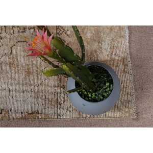 1.2x2.6 ft Rug, Turkish Vintage Rug, <b>Brown</b> Beige Check <b>Wool</b> Rug - Product Image 5