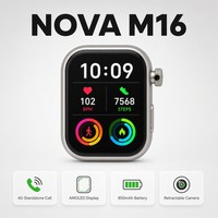 NOVA M13 M16 Smart Watch 4G SIM Panggilan Mandiri Layar AMOLED Kamera Dapat Ditarik WiFi NFC Android Wearable
