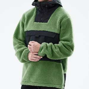 Sudaderas con capucha de gran tamaño informales para hombre 100% algodón mezclado transpirable diseño superior Sherpa Fleece liso teñido - Product Image 1