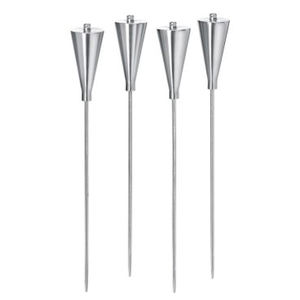 Antorcha de jardín de metal de diseño único Acabado plateado para patio exterior Iluminación de jardín Decoraciones Antorchas de aceite de jardín - Product Image 6