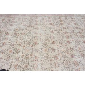 Alfombra Turca Vintage, Alfombra de 7.7x11.1 pies, Alfombra de Lana a Rayas Blancas y Rosas - Product Image 4
