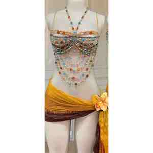 Forte demande avec des ensembles de soutien-gorge et de culottes à prix raisonnable Danse du ventre perlée avec qualité d'exportation - Product Image 6