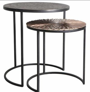 Mesa nido de aluminio sólido de alta calidad para el hogar, mesa auxiliar antigua negra decorativa para dormitorio/sala de estar/oficina/restaurante - Product Image 2