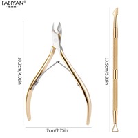 Ensemble de manucure en or 2/3/4 pièces, ciseaux à cuticules en acier inoxydable, pousse-cuticules, ciseaux pour peaux mortes, outils pour les ongles