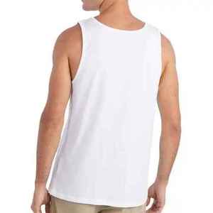 <b>Men's</b> <b>White</b> Sleeveless <b>Tank</b> <b>Top</b> O-Neck Striped Print Casual Knitted Cotton - Product Image 5