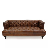 Nouveau design, canapé d'extérieur modulable trois places en cuir véritable durable, style Mid-Century, avec roues, résistant aux intempéries, pour villa
