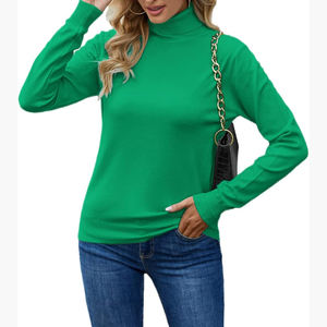 Couleur unie hiver décontracté pull à col roulé pull haut longue longueur tricoté solide respirant grande taille pulls à col roulé - Product Image 5