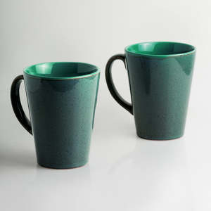 Blues Sky 320ml Ceramic Studio Pottery Glazed <b>Coffee</b> <b>Mugs</b> <b>Set</b> 2 Dishwasher Safe Teal Stone Blue Scandinavian Design Spoon Hot - Product Image 3