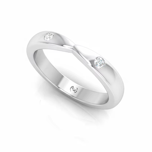 Anillo de Oro de 14K con Diamantes Naturales, Engaste de Bisel, Corte Brillante Redondo, Dos Piedras, Estilo Bypass, para Mujer - Product Image 1