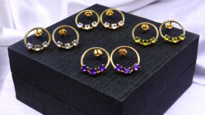 Dernières boucles d'oreilles en argent sterling 925 plaqué or avec pierres précieuses améthystes, style classique, design unique, pour femmes, pour mariage ou anniversaire - Product Image 5