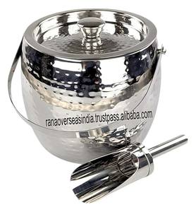 Seau à glace élégant en acier inoxydable avec couvercle et pelle pour bar d'hôtel de restaurant de fête et maison à bon prix - Product Image 5