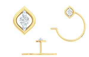 Vente en gros d'épingles à nez fines élégantes et minimalistes 18 carats pour femmes en or jaune diamant Grace de tous les jours bijoux de nez en plaqué or - Product Image 4