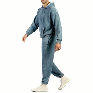 Producto al por mayor chándal lavado con ácido de alta calidad personalizable Color sólido transpirable estilo de invierno chándal para hombres - Product Image 3