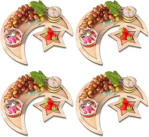 Bandeja de Madera Maciza con Diseño de Luna y Estrella para Servir en Ramadán, Plato Decorativo Eid Mubarak, Plato para Aperitivos, Dátiles, Regalo Artesanal para Fiestas Islámicas - Product Image 3