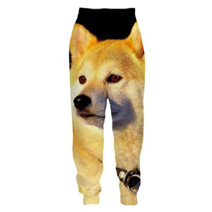 Doge Animal Shiba Inu sourire pantalons de survêtement hommes femmes grande taille impression 3D Jogging Hip Pop pantalon cordon décontracté Harajuku drôle - Product Image 4