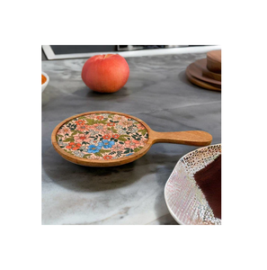 Herramientas de pizza impresas en madera 2 tamaños diferentes con diseño impreso de forma redonda con sartén para pizza segura para servir agua - Product Image 3