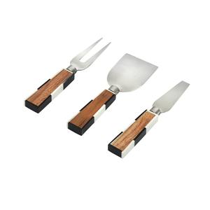 Tenedor cuchillo para queso de resina y esparcidor de mantequilla de bambú Tabla para queso de resina - Product Image 1