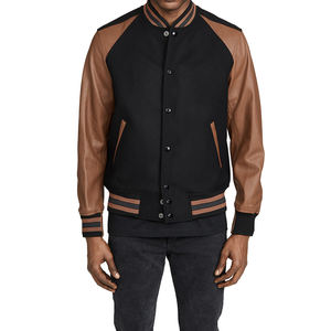 2025 Veste universitaire de baseball personnalisée pour hommes en cuir PU de haute qualité avec manches raglan de luxe vintage et col uni - Product Image 2