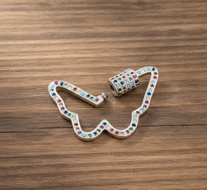 Breloques en argent sterling 925 avec fermoir papillon multi-couleurs en CZ avec options de placage pour pendentif unisexe - Product Image 4