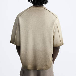 Personalizada de alta calidad 100% algodón Oversize cuello grueso serigrafiado gráfico Vintage Loose fit ácido lavado camiseta para hombres - Product Image 4