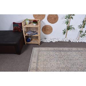 พรมขนาด 4.3x6.6 ฟุต, พรมตุรกีโบราณ, พรมลายดอกไม้สีเบจฟ้า - Product Image 5